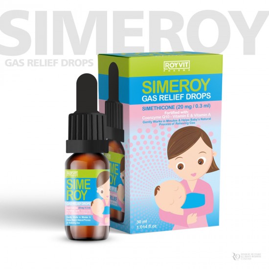 SIMEROY Baby Gas Relief Drops - Fast-Acting Colic Solution and Baby Sleep Aid, with Simethicone, Fennel, and Dill Formula, 30 ml