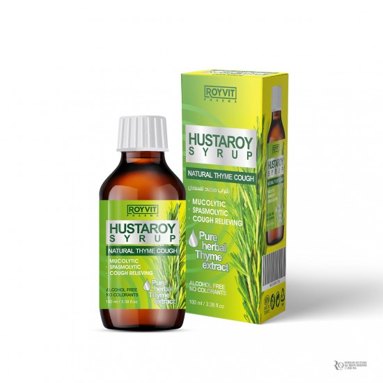 HustaRoy Natural Cough Syrup, Thyme Extract for Mucolytic, Spasmolytic, and Cough Relief, 100 ml