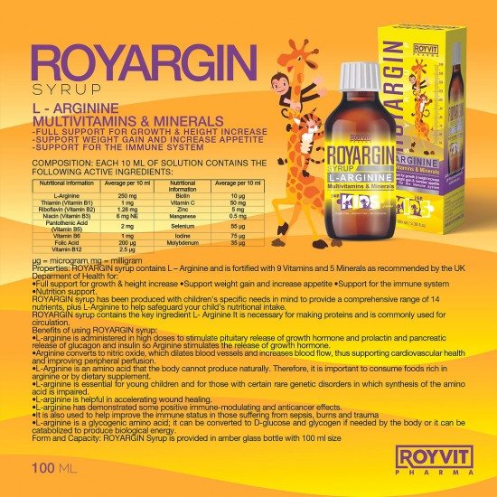 ROYARGIN Height Growth Syrup for Kids: Boost Your Child's Height Naturally, 100 ml