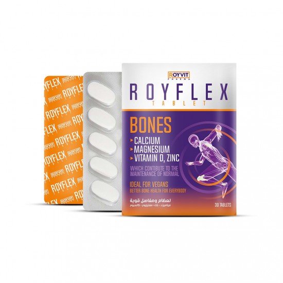 RoyFlex Tablet, Essential Nutrients for Healthy Joints and Bones with Calcium, Magnesium, Zinc, and Vitamin D3, 30 Tablets