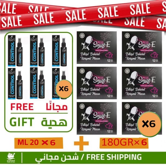 Buy 6 of Rocket Plus Epimedium Turkish Honey x 12 Sachets and Get 6 Free of Smart-E Control Spray For Men x 20 ML