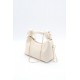 Women's Leather Shoulder Bag with Knot Detail, Stylish, Trendy and Elegant Handbag for Versatile Use, Cream Color