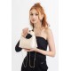 Women's Leather Shoulder Bag with Knot Detail, Stylish, Trendy and Elegant Handbag for Versatile Use, Cream Color