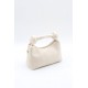 Women's Leather Shoulder Bag with Knot Detail, Stylish, Trendy and Elegant Handbag for Versatile Use, Cream Color