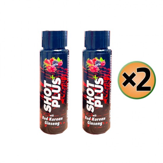 SHOT PLUS Energy Drink with Red Korean Ginseng, The Energy Shot for Vitality, Sexual Performance and Immunity, Mixed Fruit Flavour, 2 Shot x 54 ML