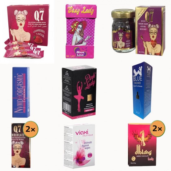 Pleasure Set for Women, Comprehensive Libido Boosters, Energizing Chocolates and Enhancing Creams for Intimacy and Desire