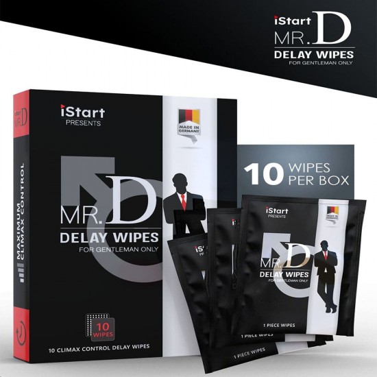 Mr.D Delaying Wipes, Mr.D Wipes for Men, Long-lasting Control, Made in Germany ,A Quality, Disposable 1 Pack 10 Pcs 