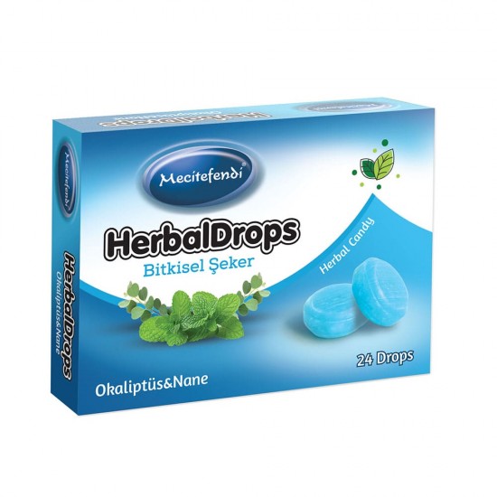 Herbal Drops بنكهة الأوكالبتوس والنعناع, تجربة حلوى فريدة مع فوائد صحية, 24 قطعة حلوى نباتية