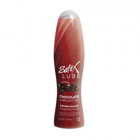 Safex Lube Chocolate Lubricant Gel, Chocolate Flavor, Water-Based, Condom-Compatible, Long-Lasting Intimate Lubricant, 85 ml, 2.87 fl. oz