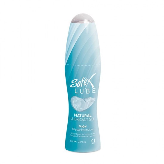 Safex Lube Natural Lubricant Gel, Plain Flavor, Water-Based, Condom-Compatible, Long-Lasting Intimate Lubricant, 85 ml, 2.87 fl. oz