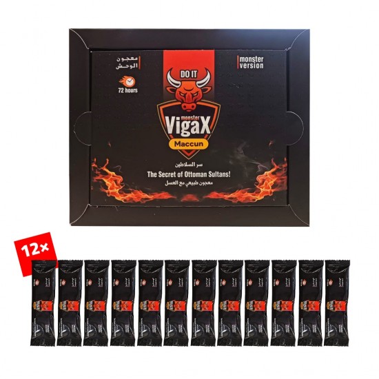 The Monster VigaX Maccun in Practical Sachets, Natural ED Solution & Libido Enhancer Paste, 4×12 Sachets, FREE SHIPPING