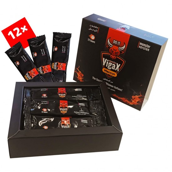 The Monster VigaX Maccun in Practical Sachets, Natural ED Solution & Libido Enhancer Paste, 4×12 Sachets, FREE SHIPPING